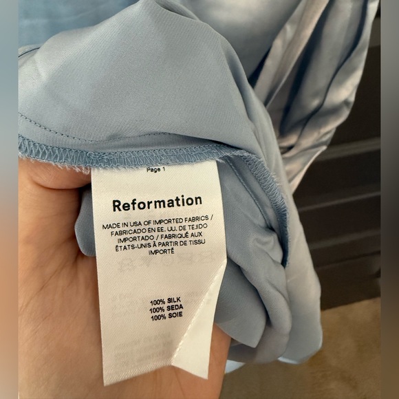 Reformation Barrow Silk Satin Dress - Blue in Size 4 - Picture 9 of 16